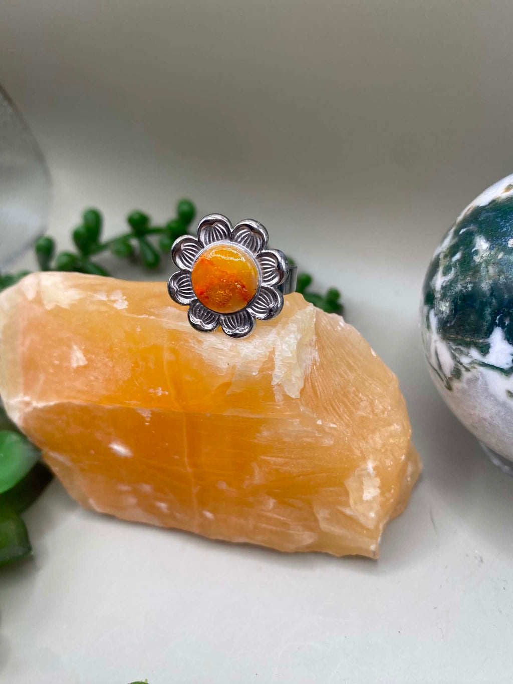 Orange Flower Ring