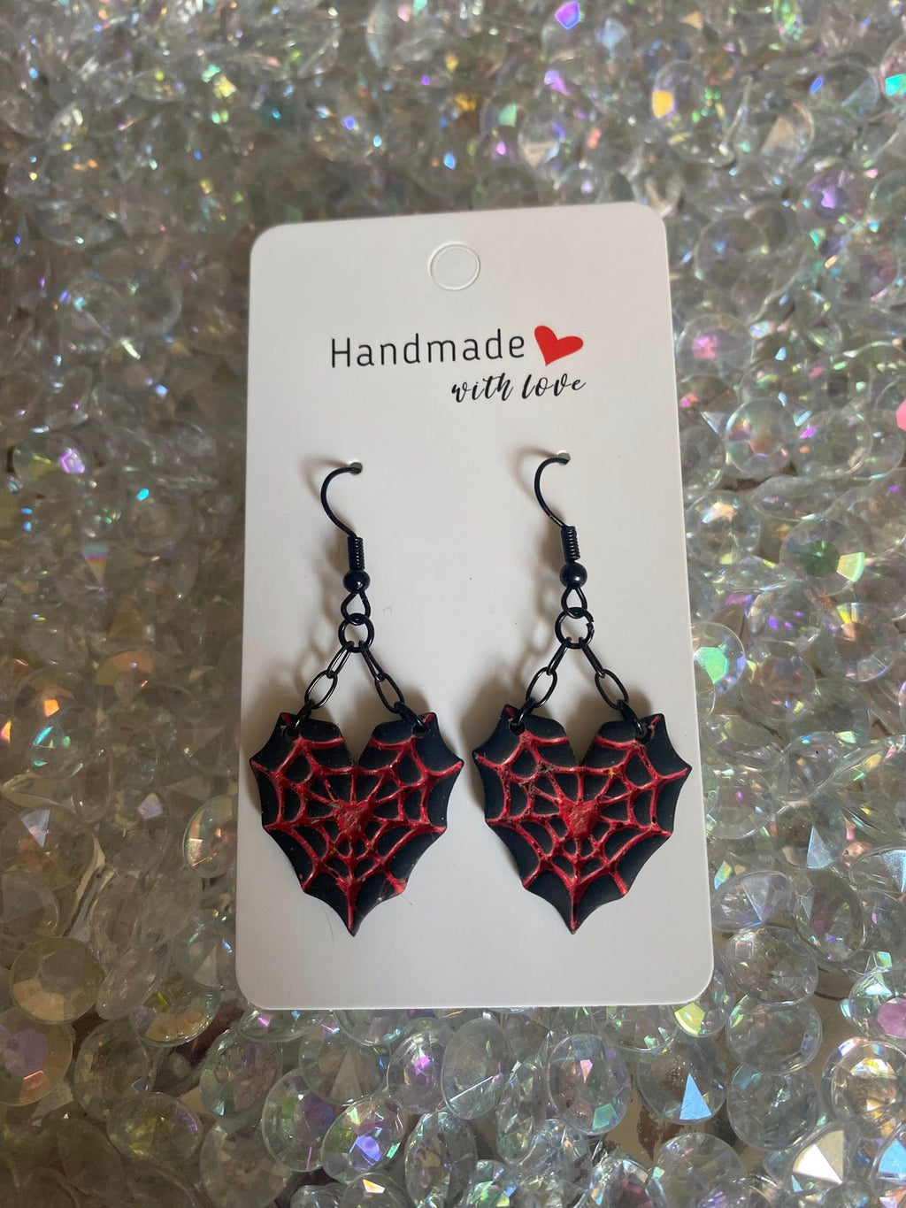 Spider Web Heart Earrings