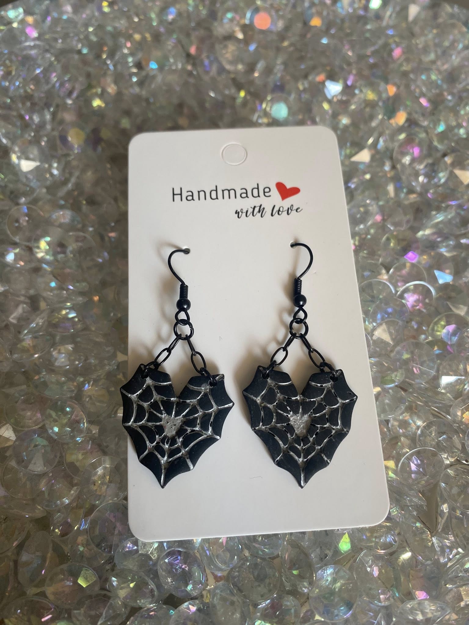 Spider Web Heart Earrings