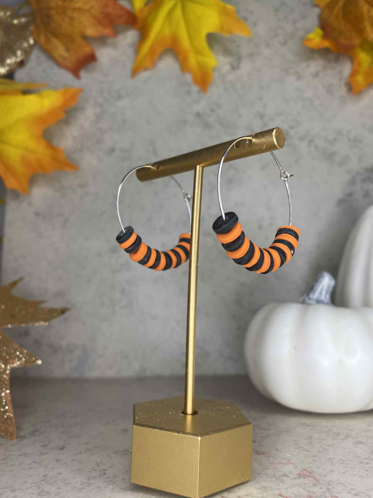 Halloween Beaded Hoops