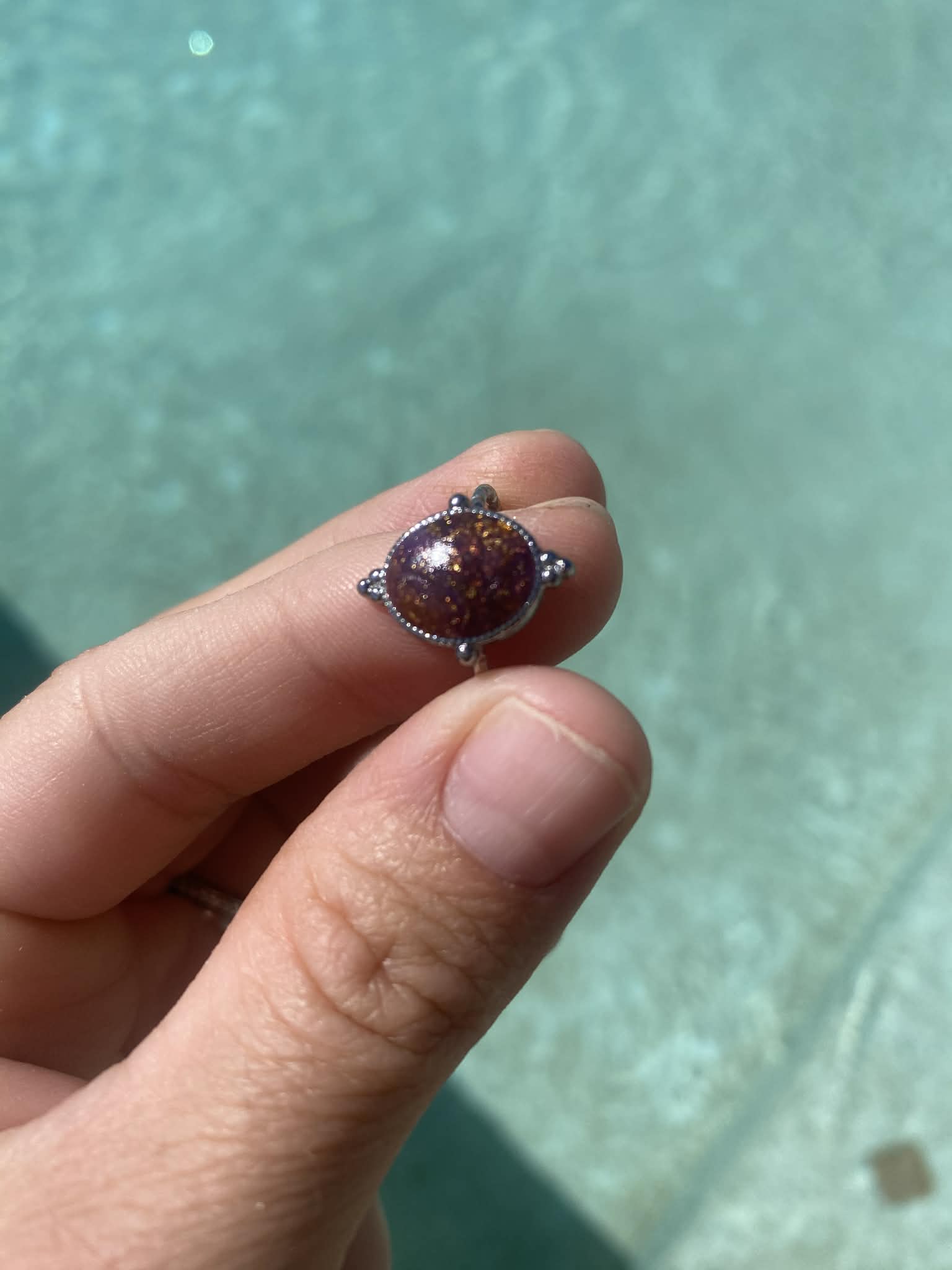 Silver Embellished Oval Ring