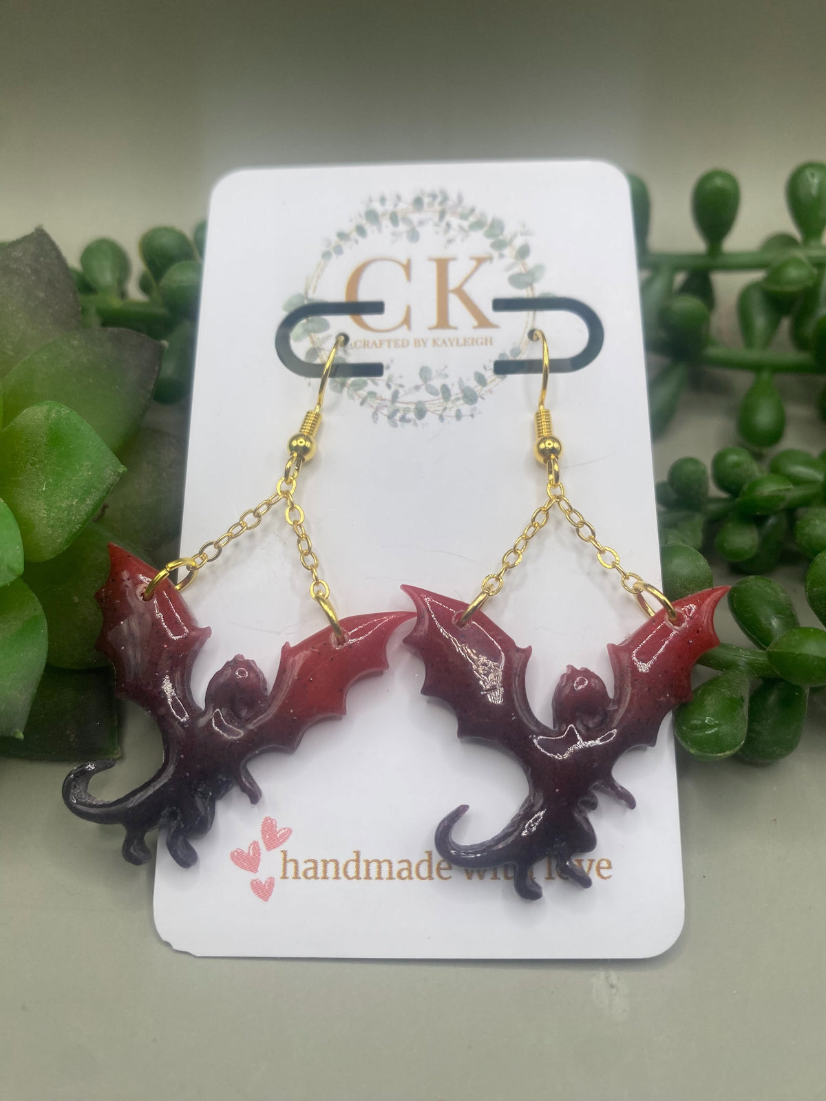 Standing Ombre Dragon Earrings