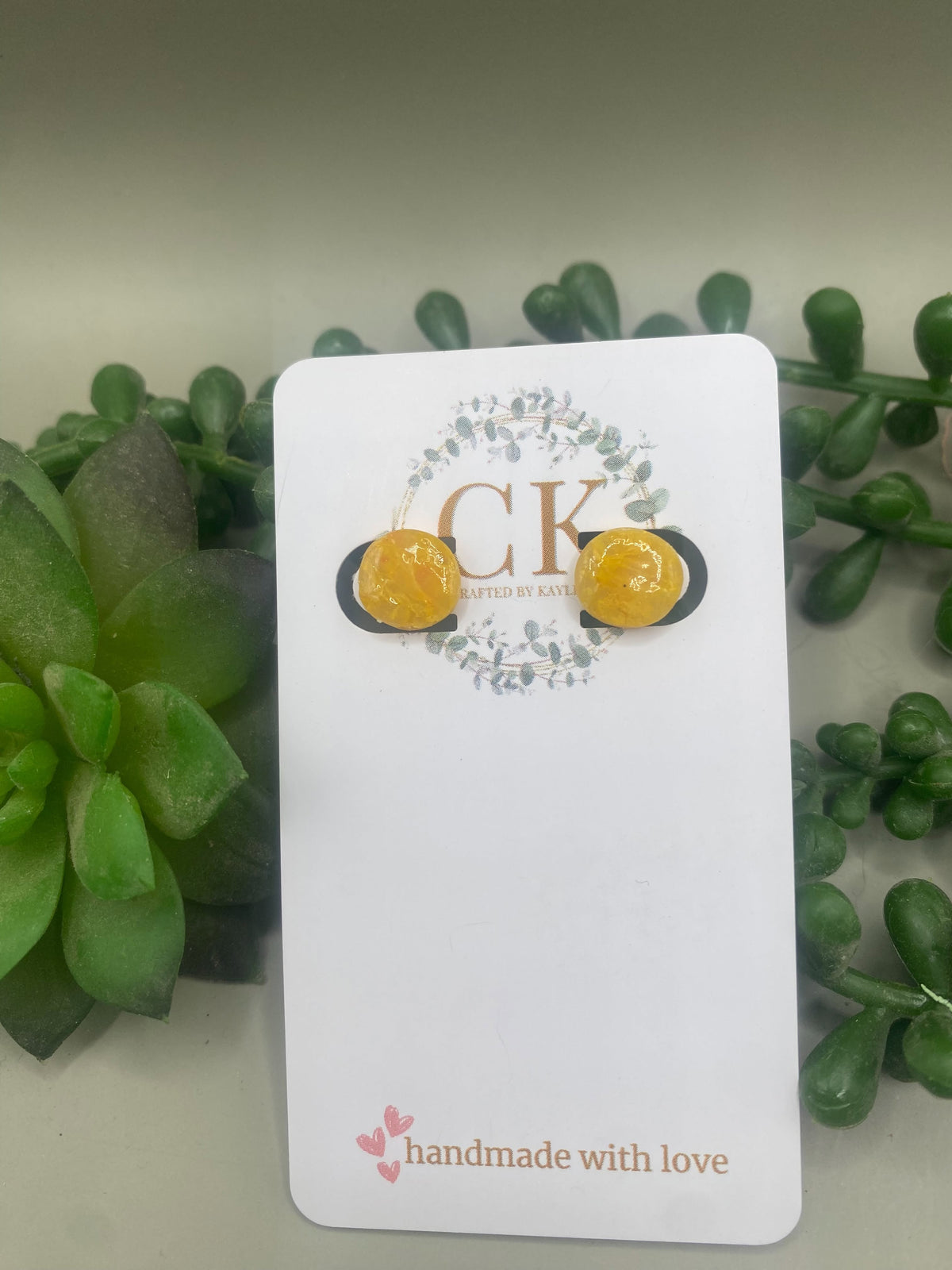 Yellow Faux Stone Studs