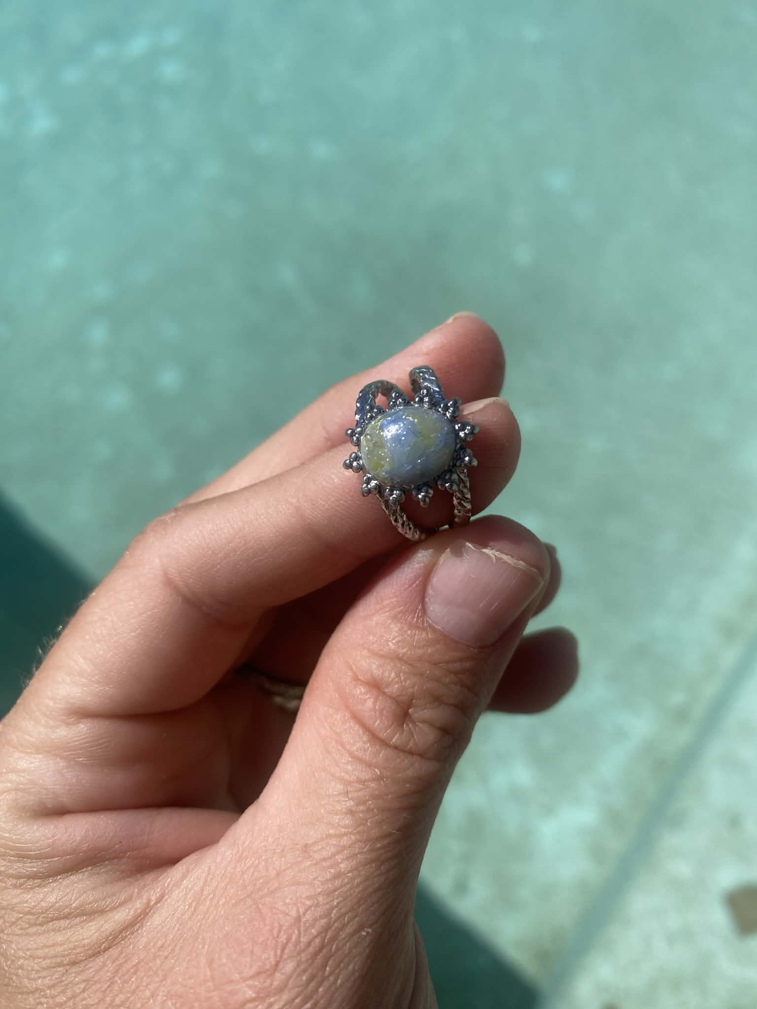 Large Sun Embellished Silver Ring