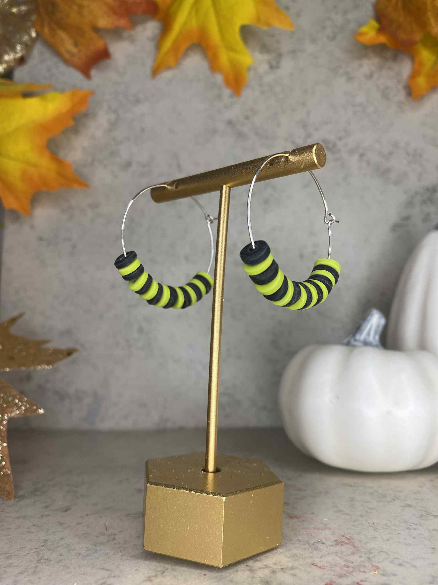 Halloween Beaded Hoops